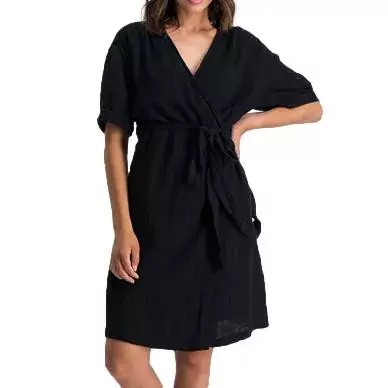 Jeep Ladies Gingham Wrap Dress (22241) - Black