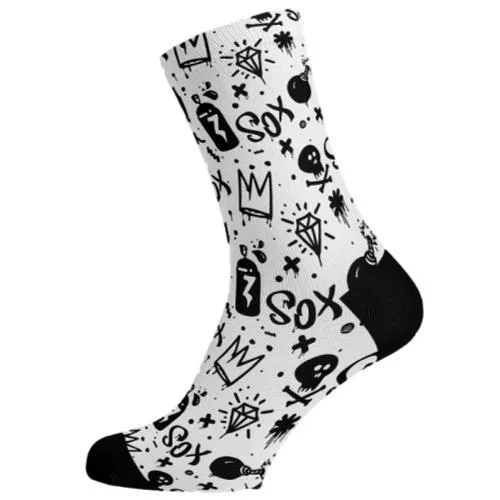 Sox Crew Cut Socks - Doodle White