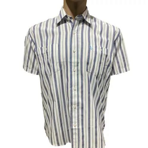 INCA Short sleeve Striped Shirts - Blue/White (30)