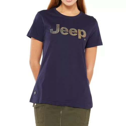 Jeep Ladies Cracked Foil Logo Tee (23023) - Midnight Blue
