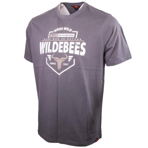 Wildebees Mens Casual Puff Badge Tee WMA038 Pewter